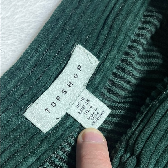 Topshop Dark Green Corduroy Trousers - Picture 4 of 4